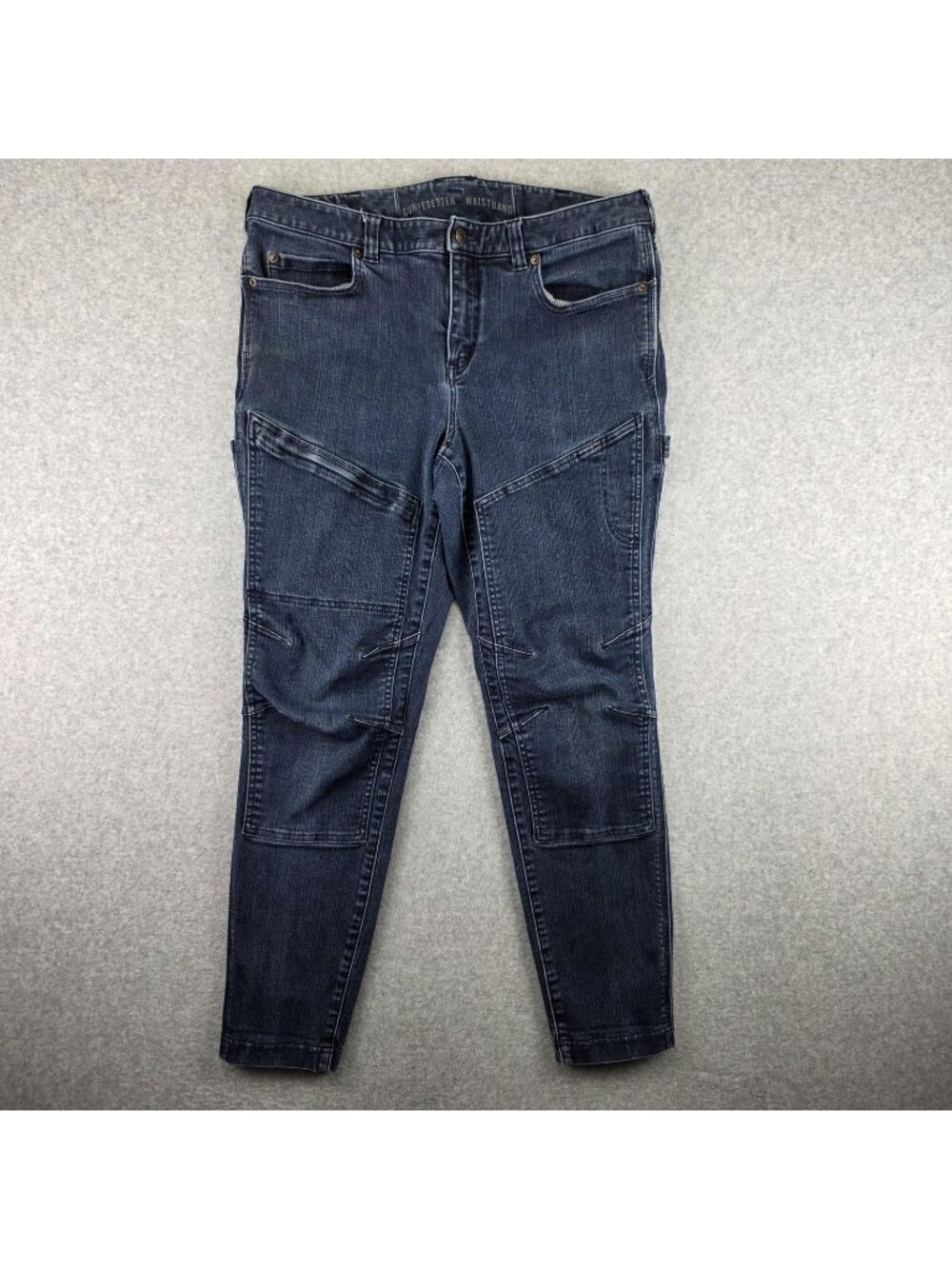 Duluth Trading Curvesetter Jeans Womens 14 Double Knee Slim Tapered Stretch